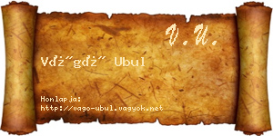 Vágó Ubul névjegykártya